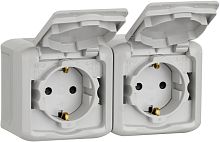 Розетка с заземлением накладная Legrand Quteo 2-м. крышка шторки IP44 серый картинка